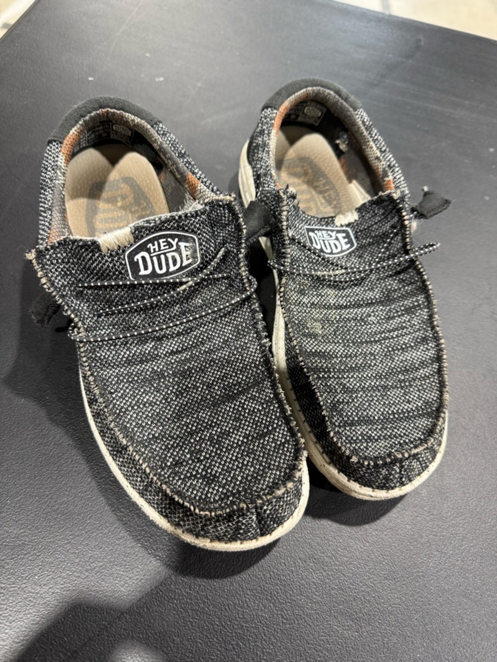 Hey Dude Black and White Knit Wally Sox Stitch Slip-On 7M